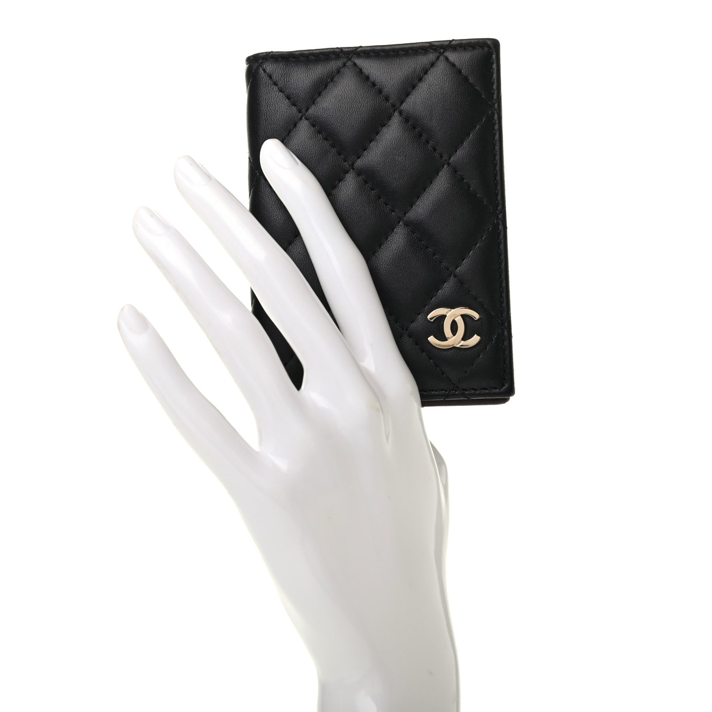 Lambskin Quilted Card Holder Wallet Black