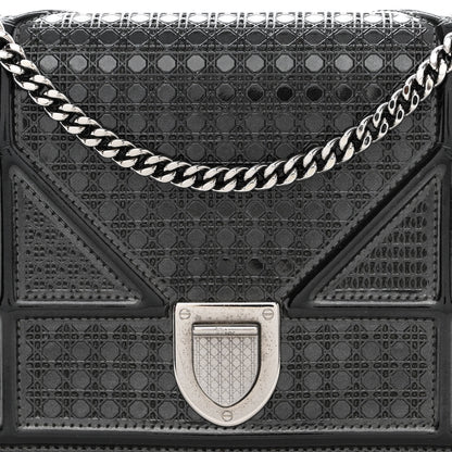 Christian Dior Metallic Patent Micro-Cannage Diorama Wallet on Chain Pouch Onyx Black 9 of 13