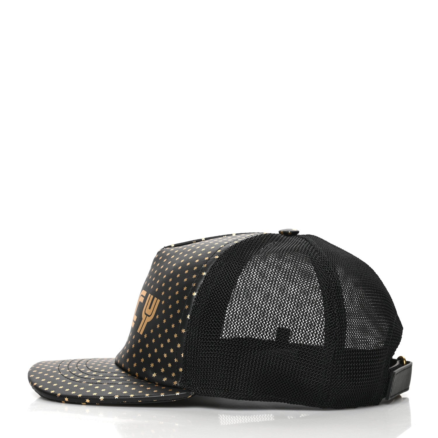 Gucci X SEGA Calfskin GUCCY Stars Baseball Hat S Black Gold 3 of 8