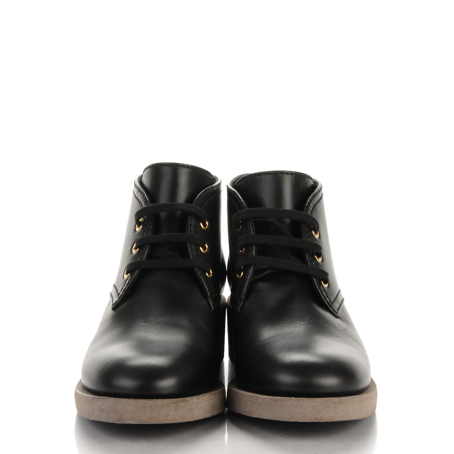 Chanel Calfskin Lace Up CC Boots 40 Black 2 of 8