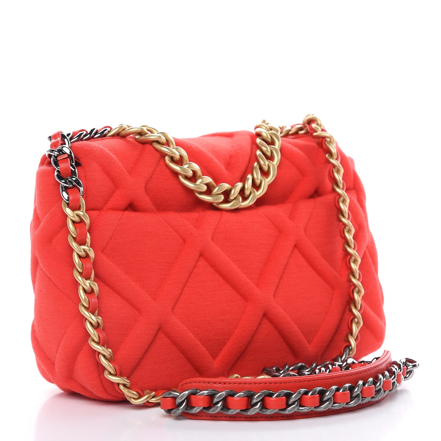 Jersey Lambskin Quilted Medium 19 Flap Red