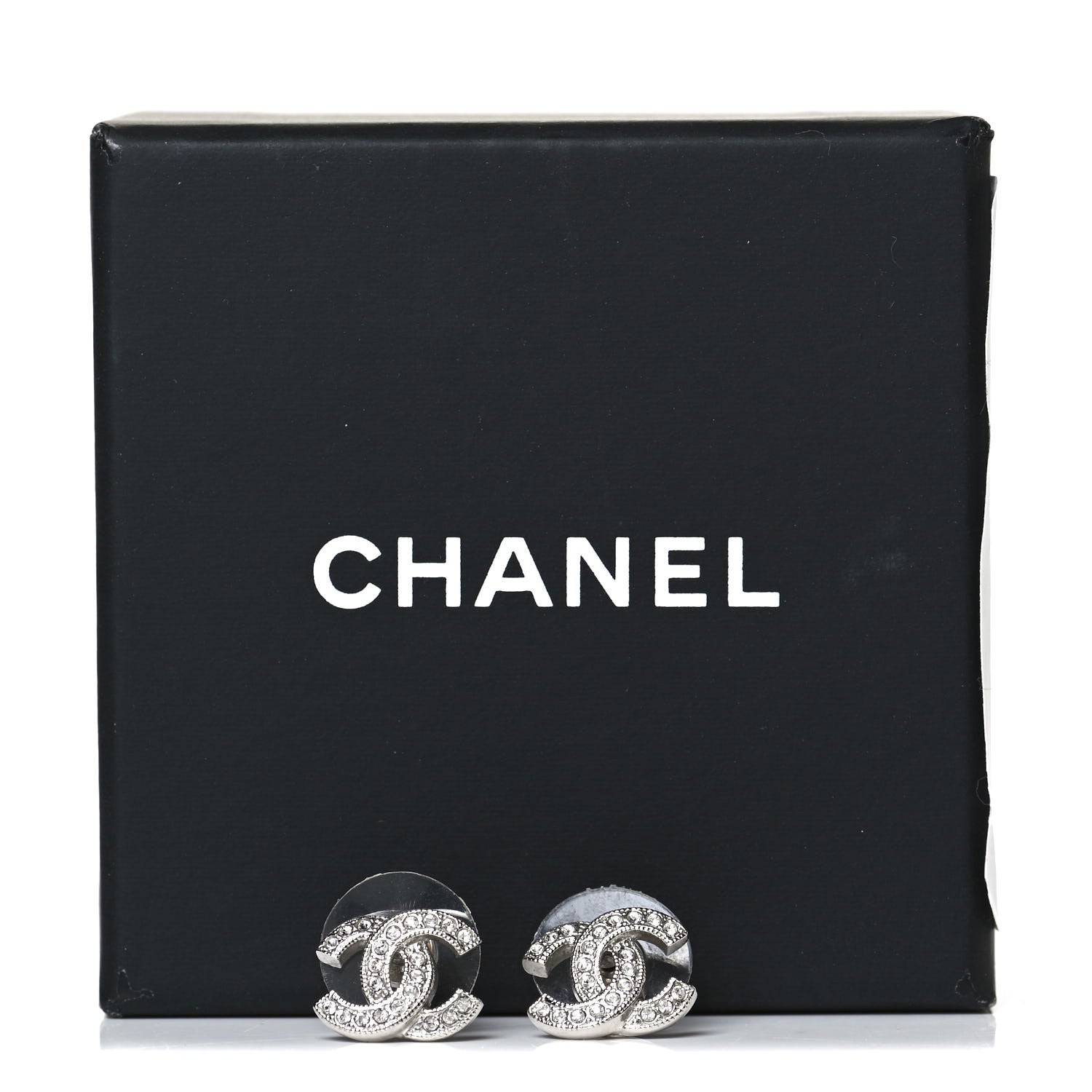 Chanel Crystal Mini Timeless CC Earrings Silver 5 of 5