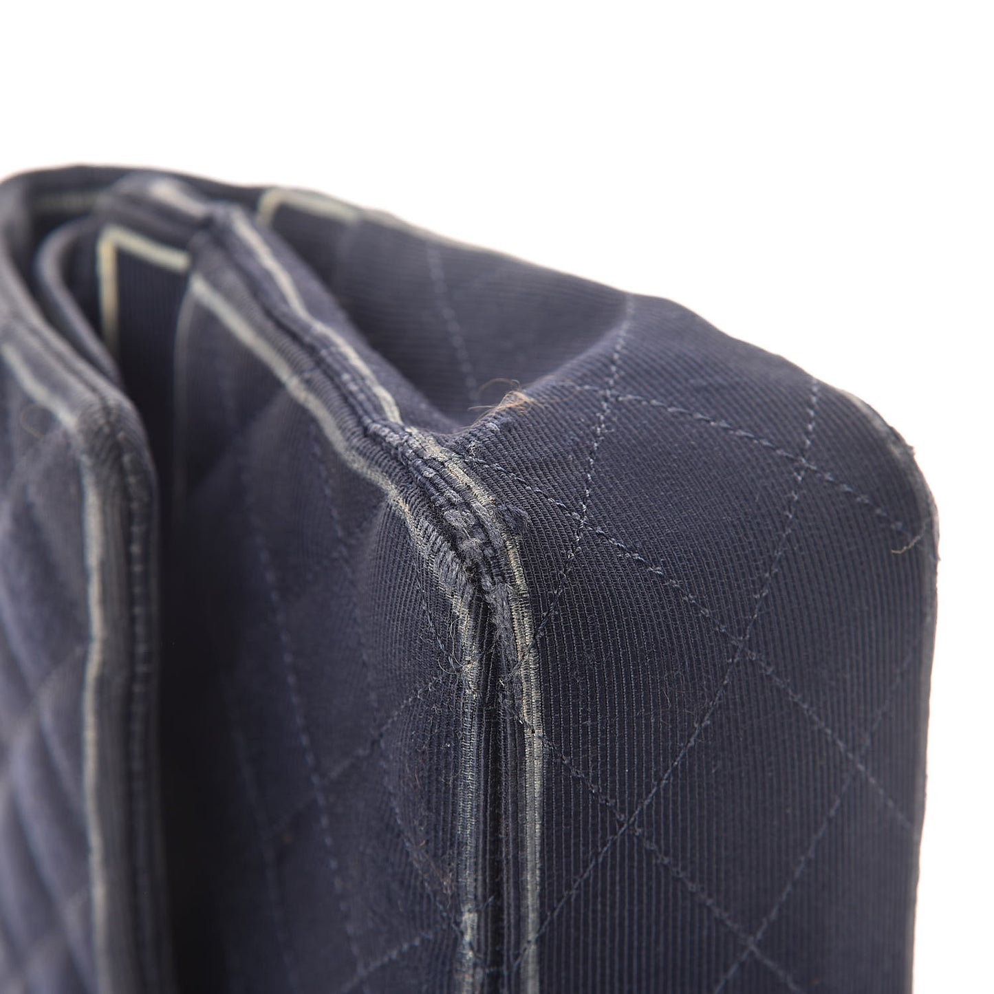 Grosgrain Quilted Medium Double Flap Navy