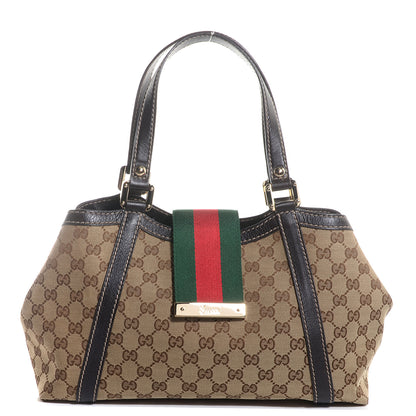 Gucci Monogram Medium New Ladies Web Tote Dark Brown 1 of 8