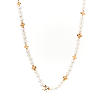 Louis Vuitton Metal Resin My LV Pearl Necklace White Gold 3 of 5