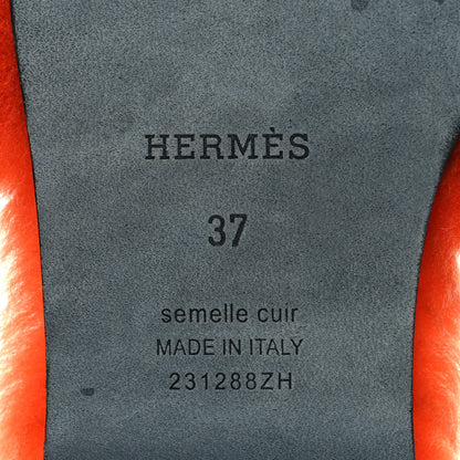 Hermes Woolskin Oran Sandals 37 Orange 6 of 7