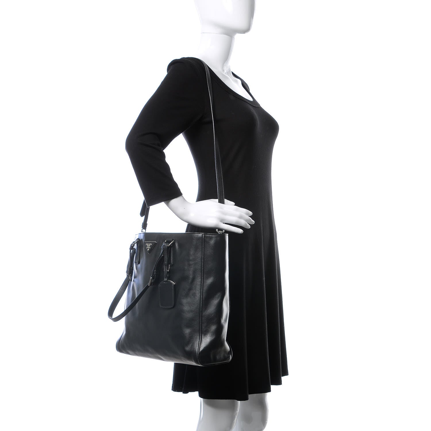 Prada Soft Calfskin Tote Black 3 of 14