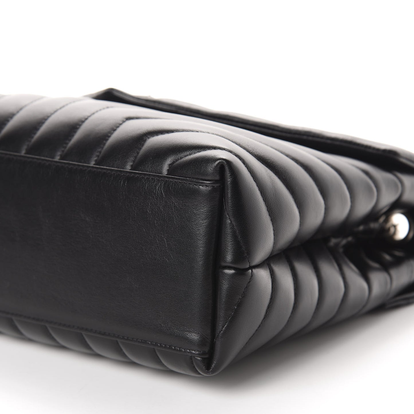 Calfskin Y Quilted Monogram Medium Loulou Chain Satchel Black