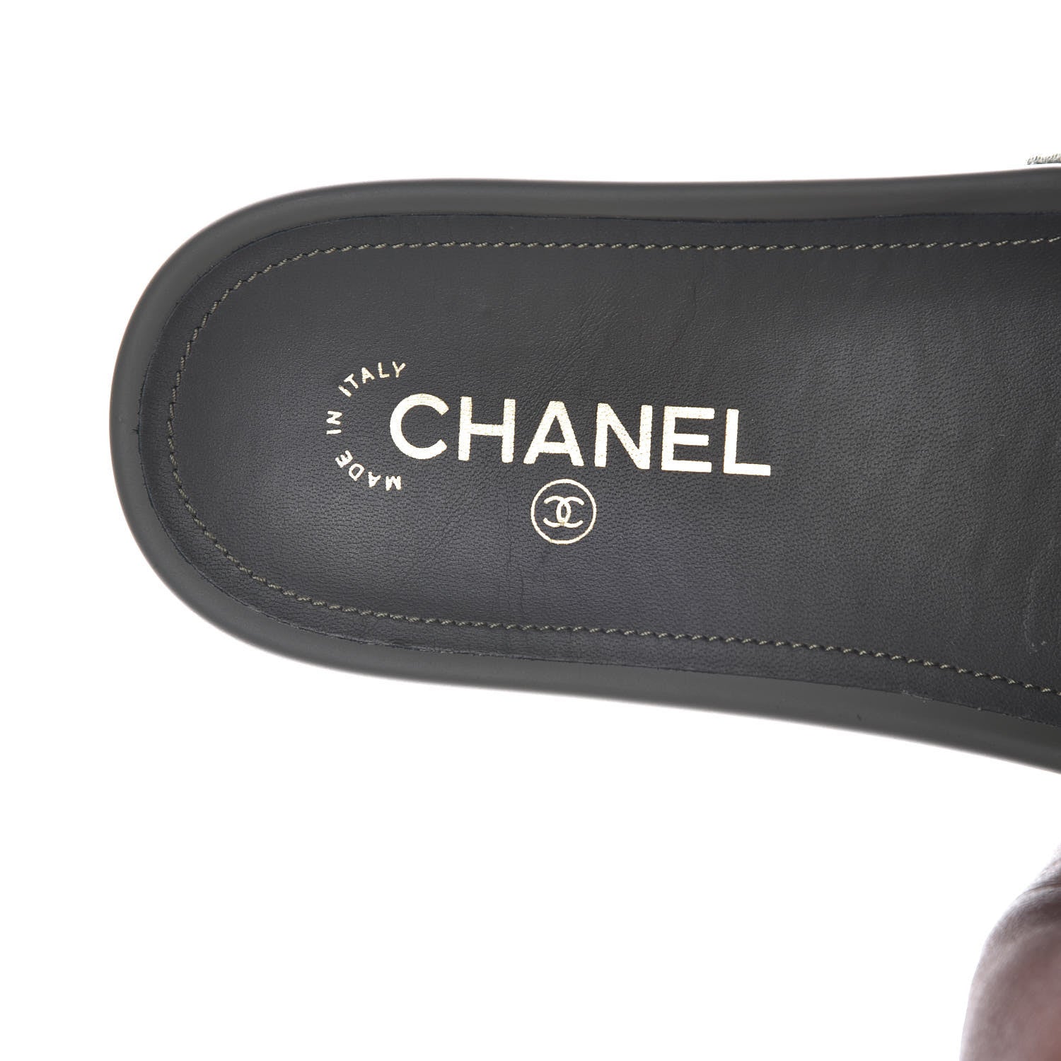 Chanel Canvas Chain Flat Sandals 39 Khaki 8 of 9