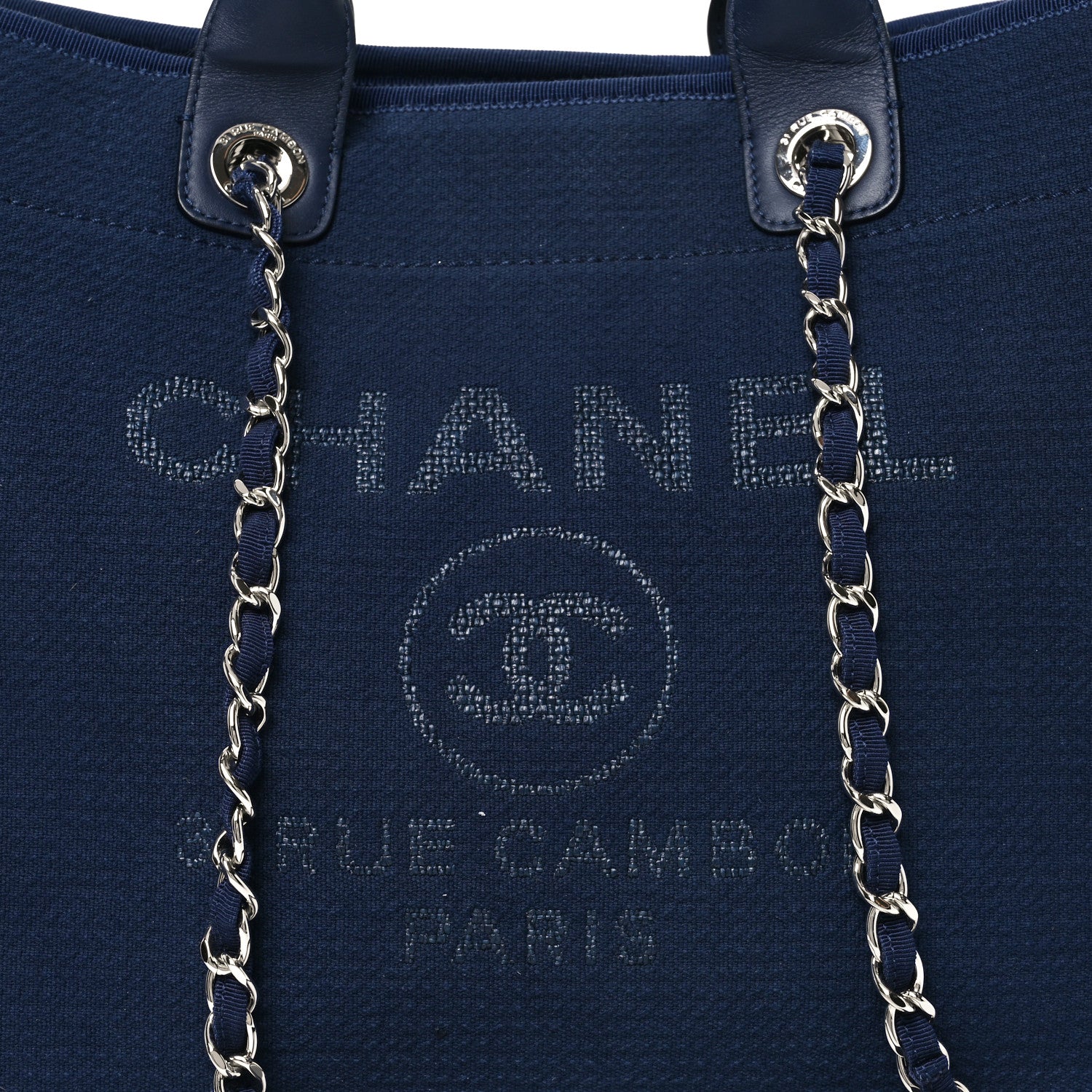 Chanel Mixed Fibers Calfskin Medium Deauville Tote Dark Blue 9 of 13