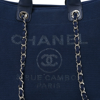 Chanel Mixed Fibers Calfskin Medium Deauville Tote Dark Blue 9 of 13