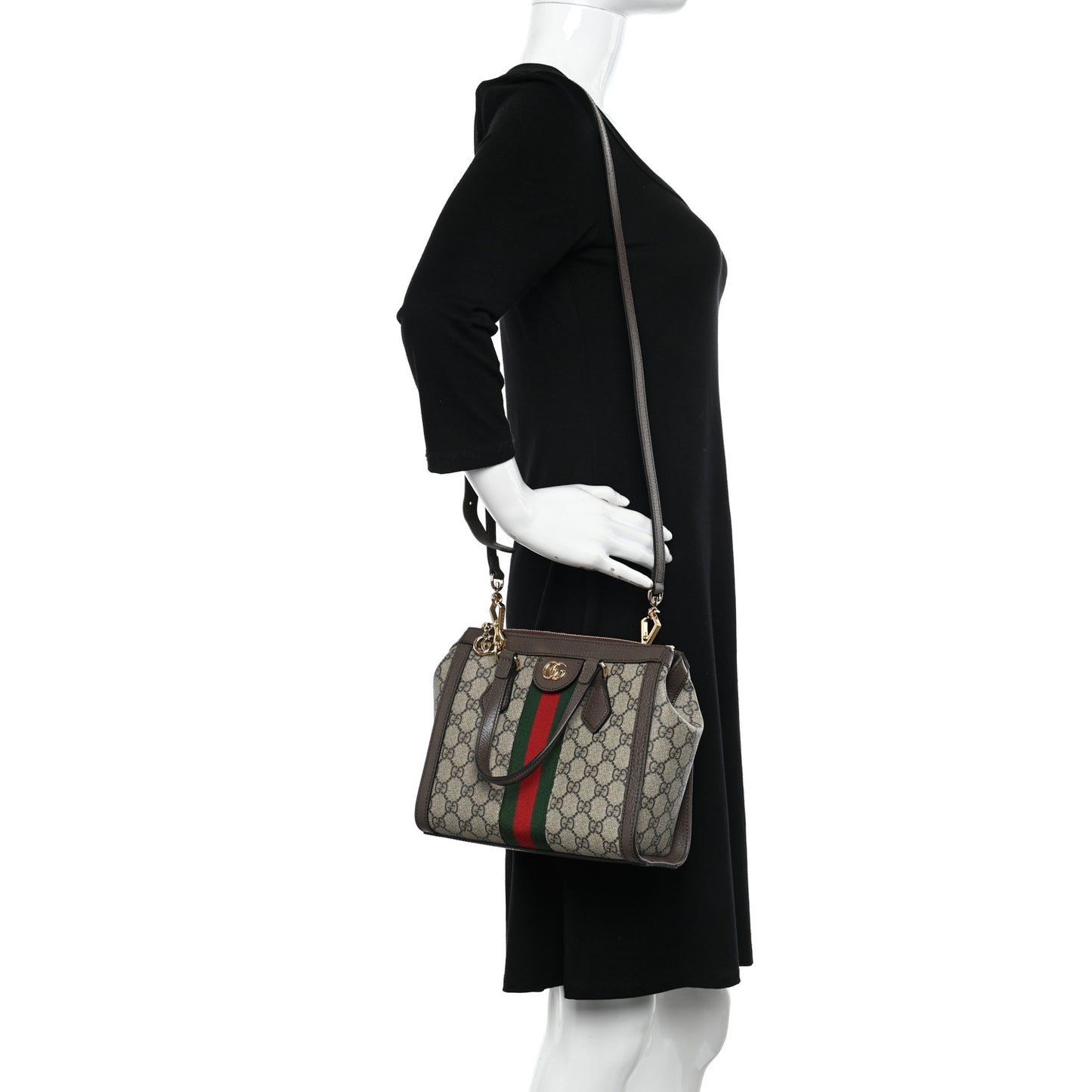 GG Supreme Monogram Small Ophidia Tote Bag Brown