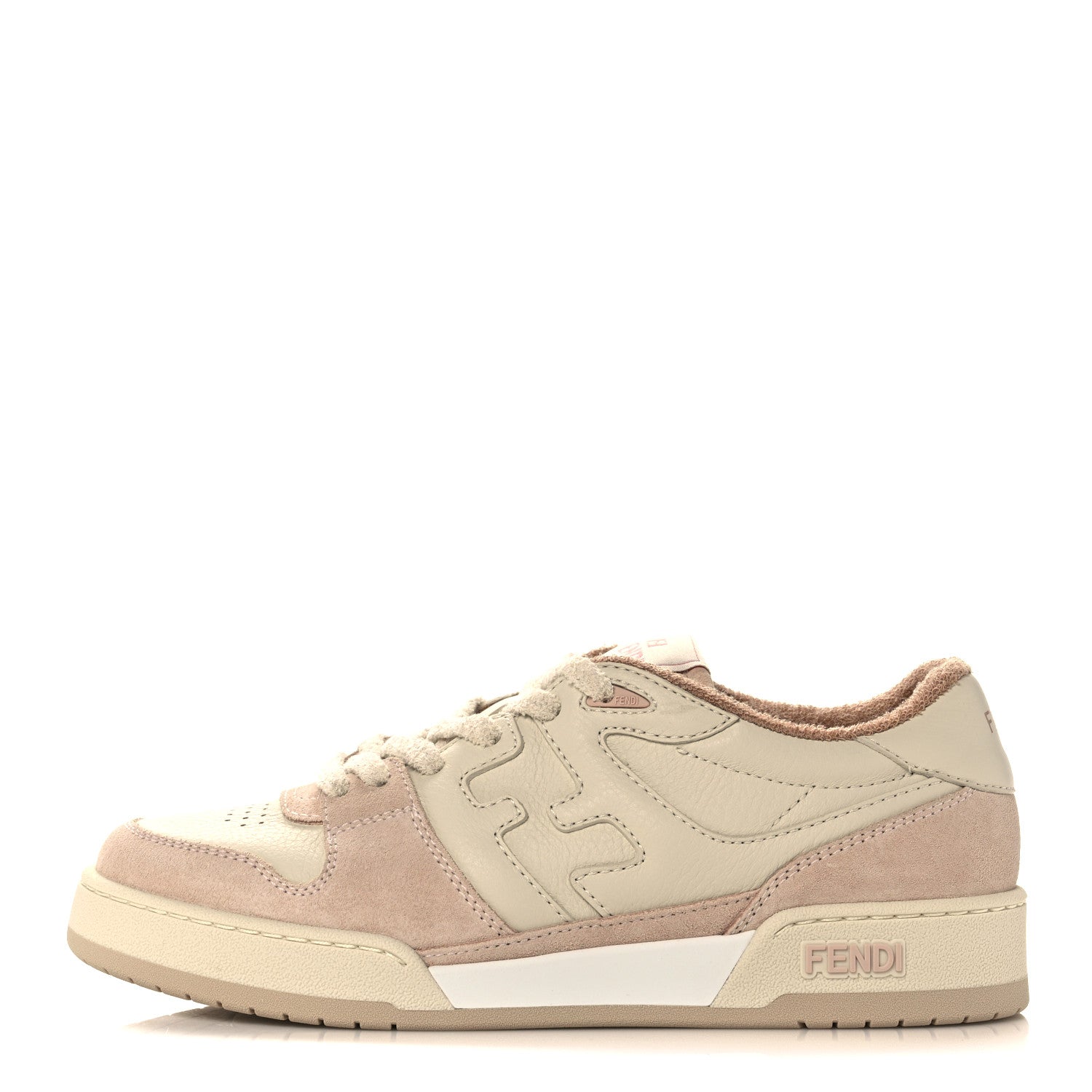 Fendi Suede Vitello Fendi Match Low Top Sneakers 38.5 Nudo White Garza Rosa 1 of 8