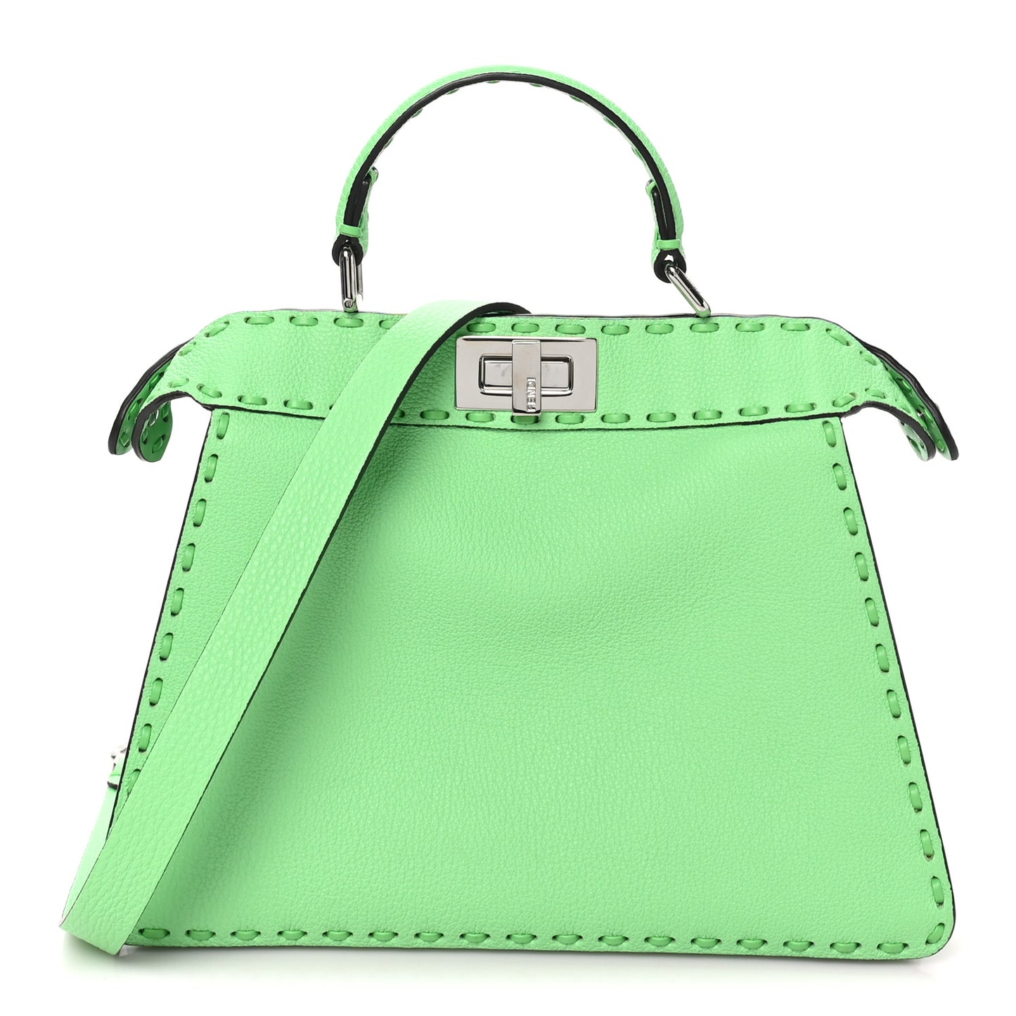 Cuoio Roma Sellerissima Nappa Sintetica Tape Stitch Small Peekaboo I SEE U Satchel Edamame