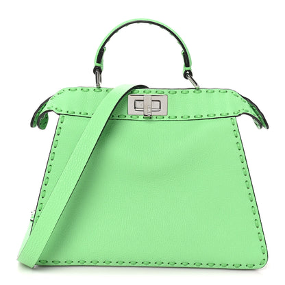 Fendi Cuoio Roma Sellerissima Nappa Sintetica Tape Stitch Small Peekaboo I SEE U Satchel Edamame 1 of 9