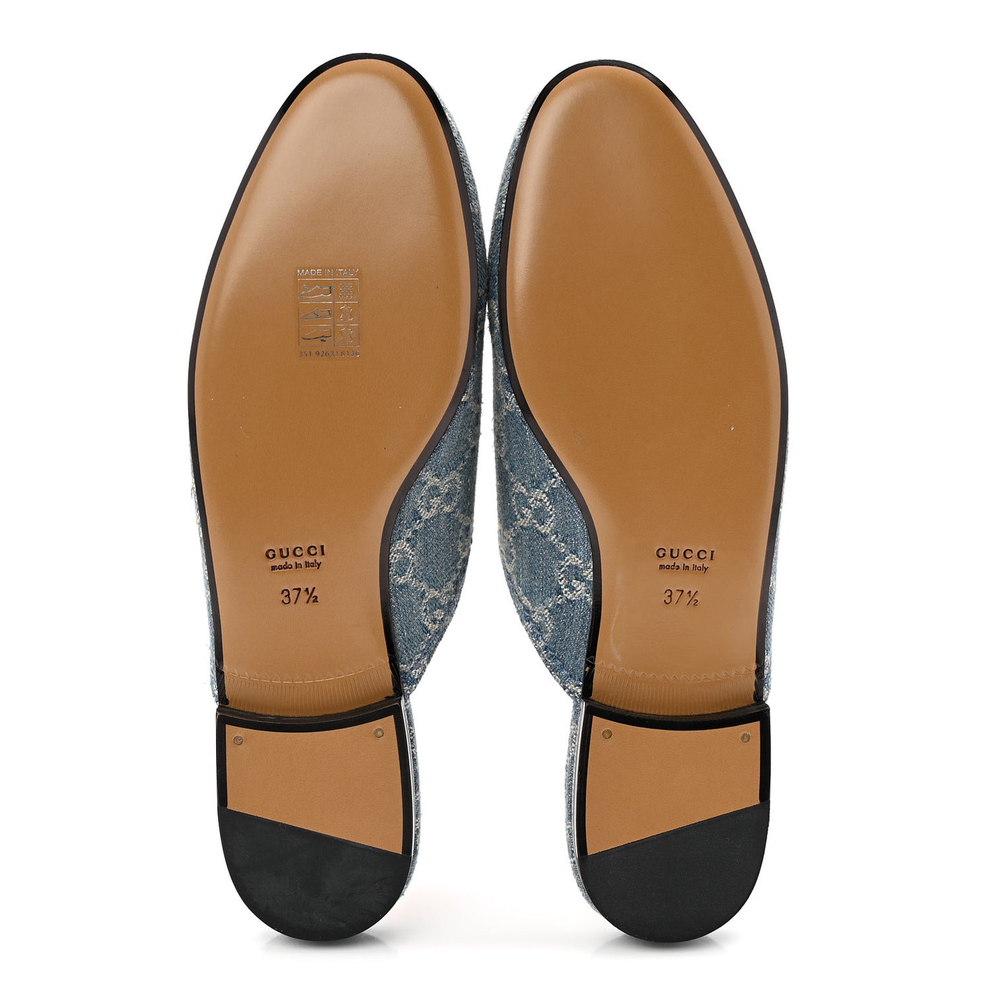 New Denim GG Malaga Kid Womens Princetown Slippers 37.5 Light Blue Royale