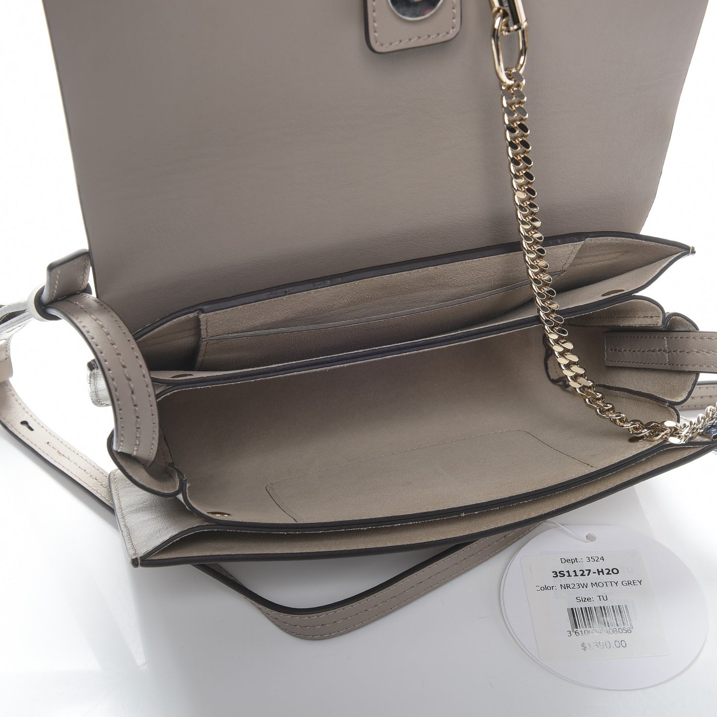 Suede Calfskin Small Faye Shoulder Bag Motty Grey