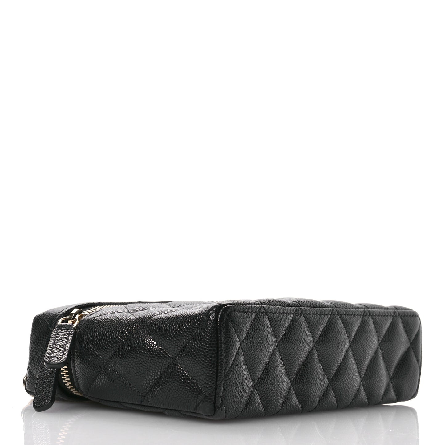 Caviar Quilted Top Handle Slim Vanity With Chain Black