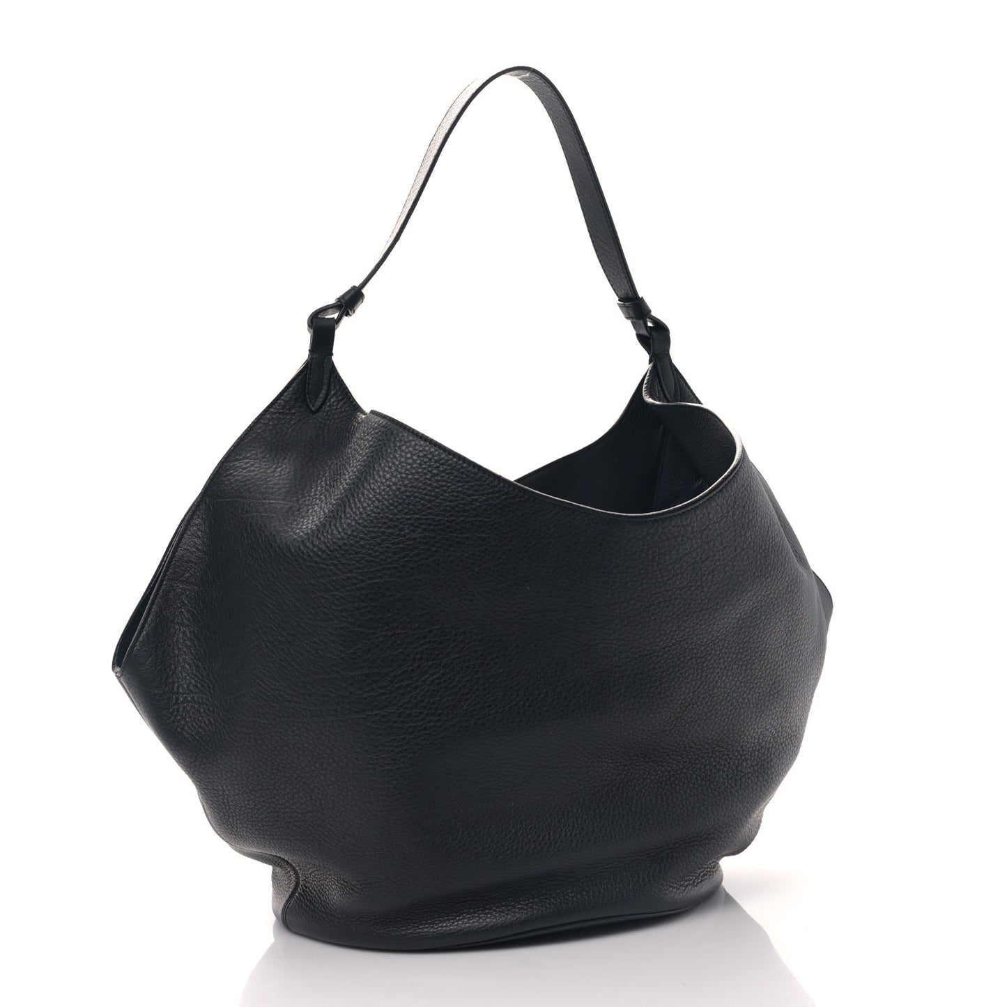 Pebbled Sport Calfskin Medium Lotus Tote Black