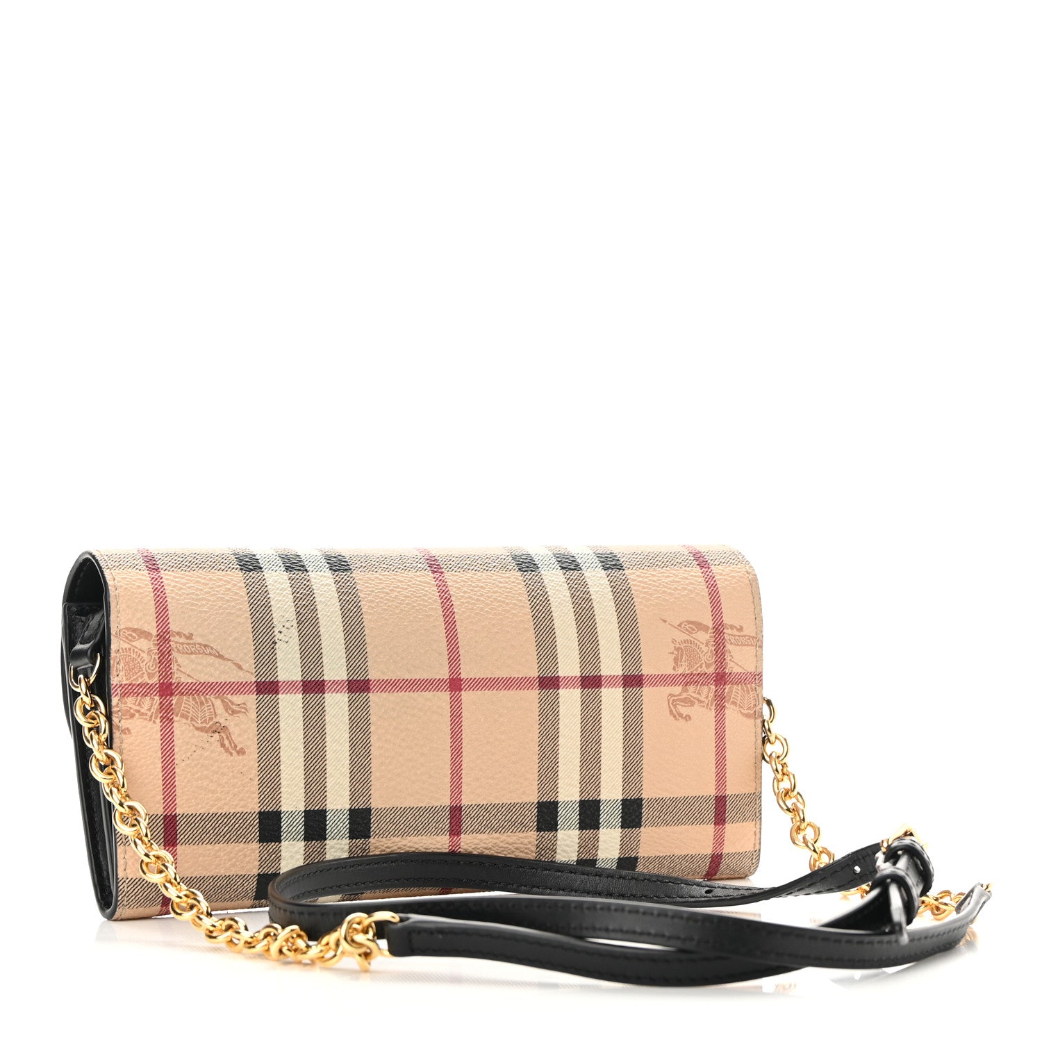Burberry Haymarket Check Henley Wallet On Chain Black 3 of 10
