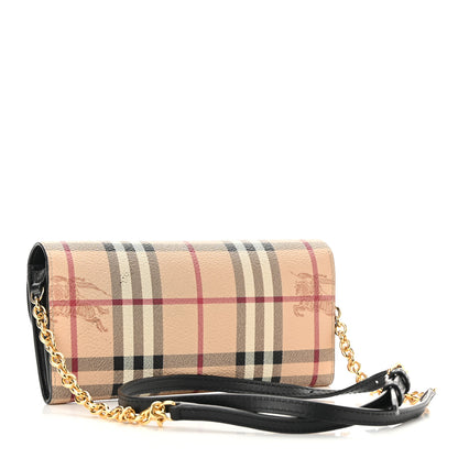 Burberry Haymarket Check Henley Wallet On Chain Black 3 of 10