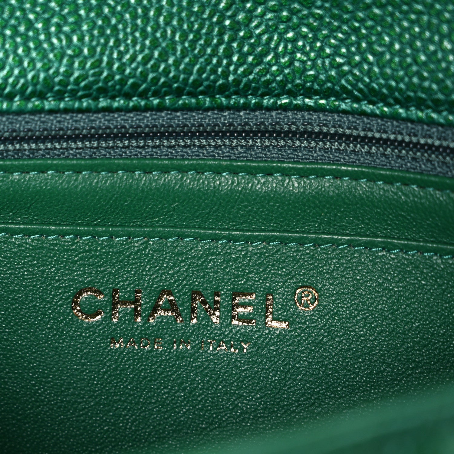 Chanel Metallic Caviar Quilted Mini Rectangular Flap Green 6 of 11