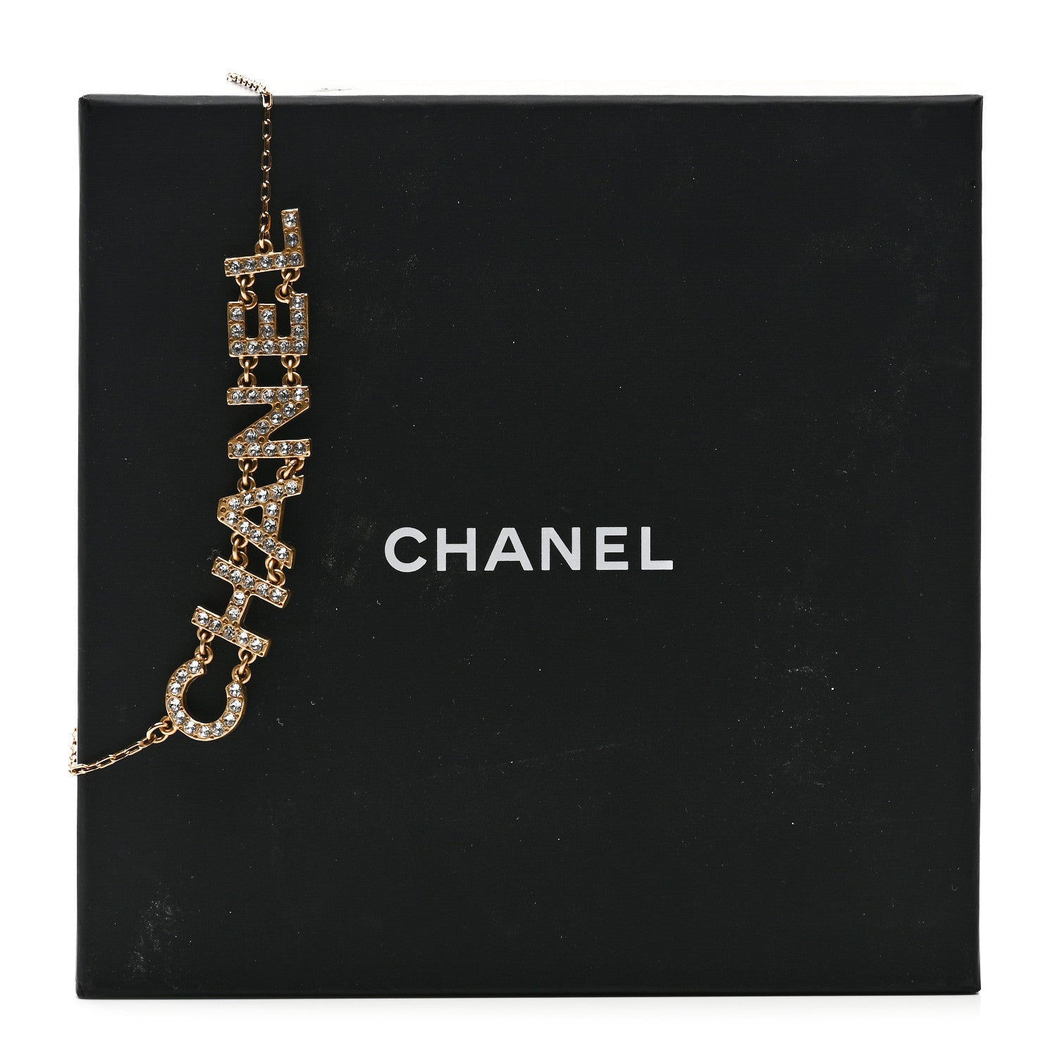 Chanel Metal Crystal 90's Icon Logo Necklace Gold 6 of 6