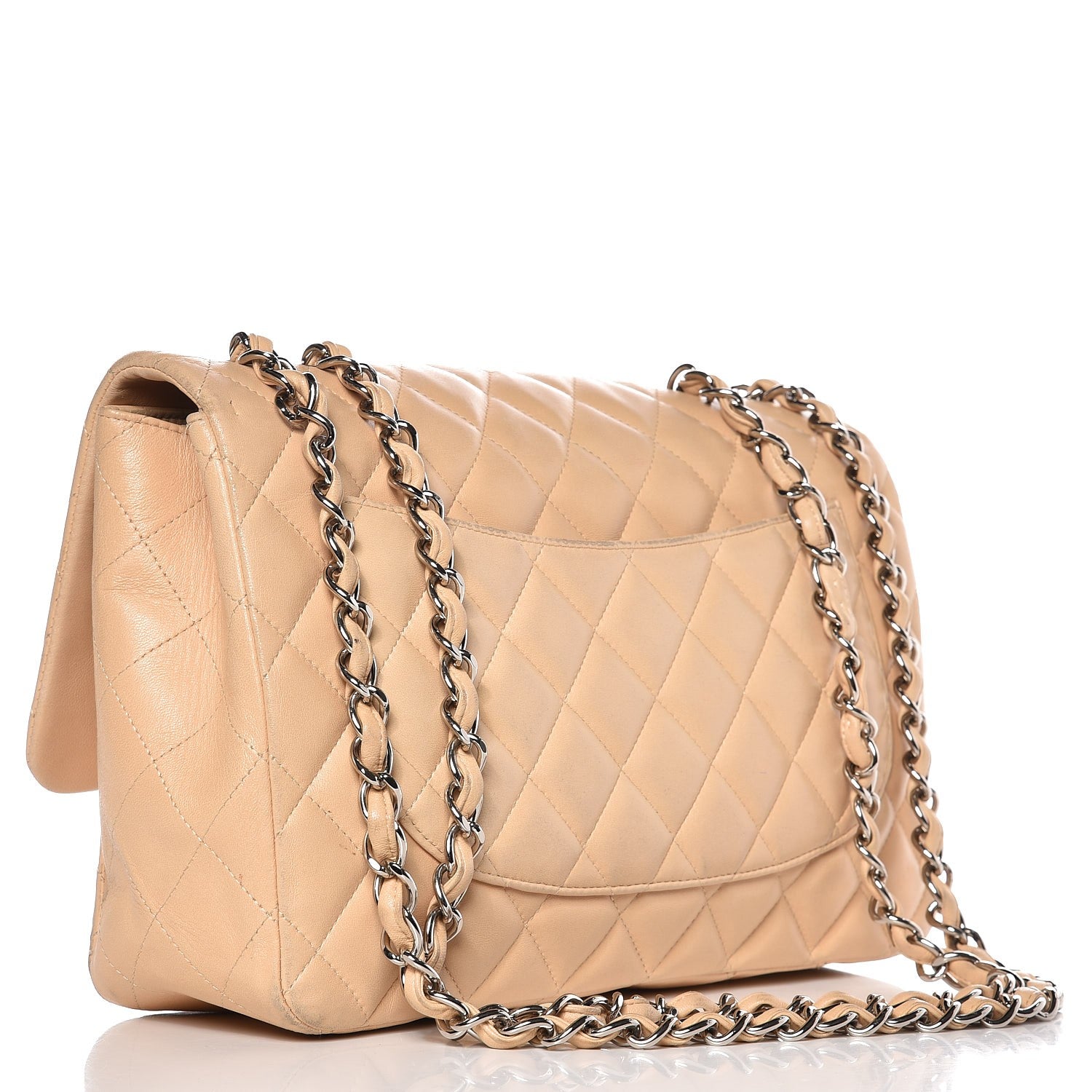 Chanel Lambskin Quilted Jumbo Single Flap Beige 3 of 17