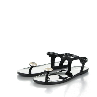 Chanel PVC CC Pearl Thong Sandals 37 Black 3 of 7