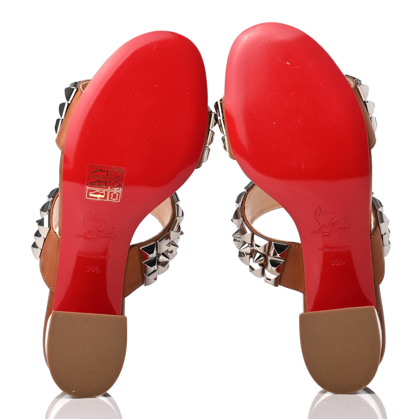 Calfskin Studded Tina Goes Mad 55 Slide Sandals 35.5 Cuoio