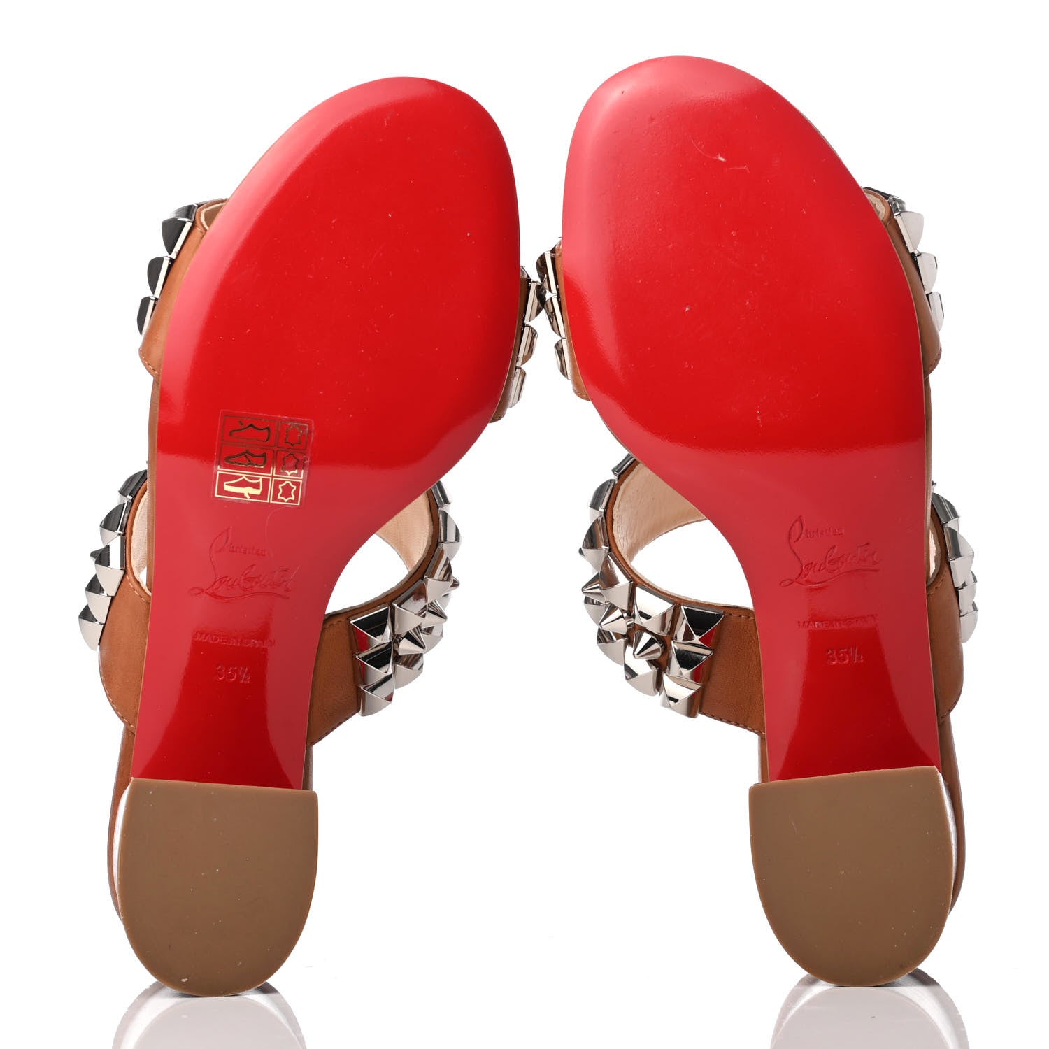 Christian Louboutin Calfskin Studded Tina Goes Mad 55 Slide Sandals 35.5 Cuoio 5 of 8