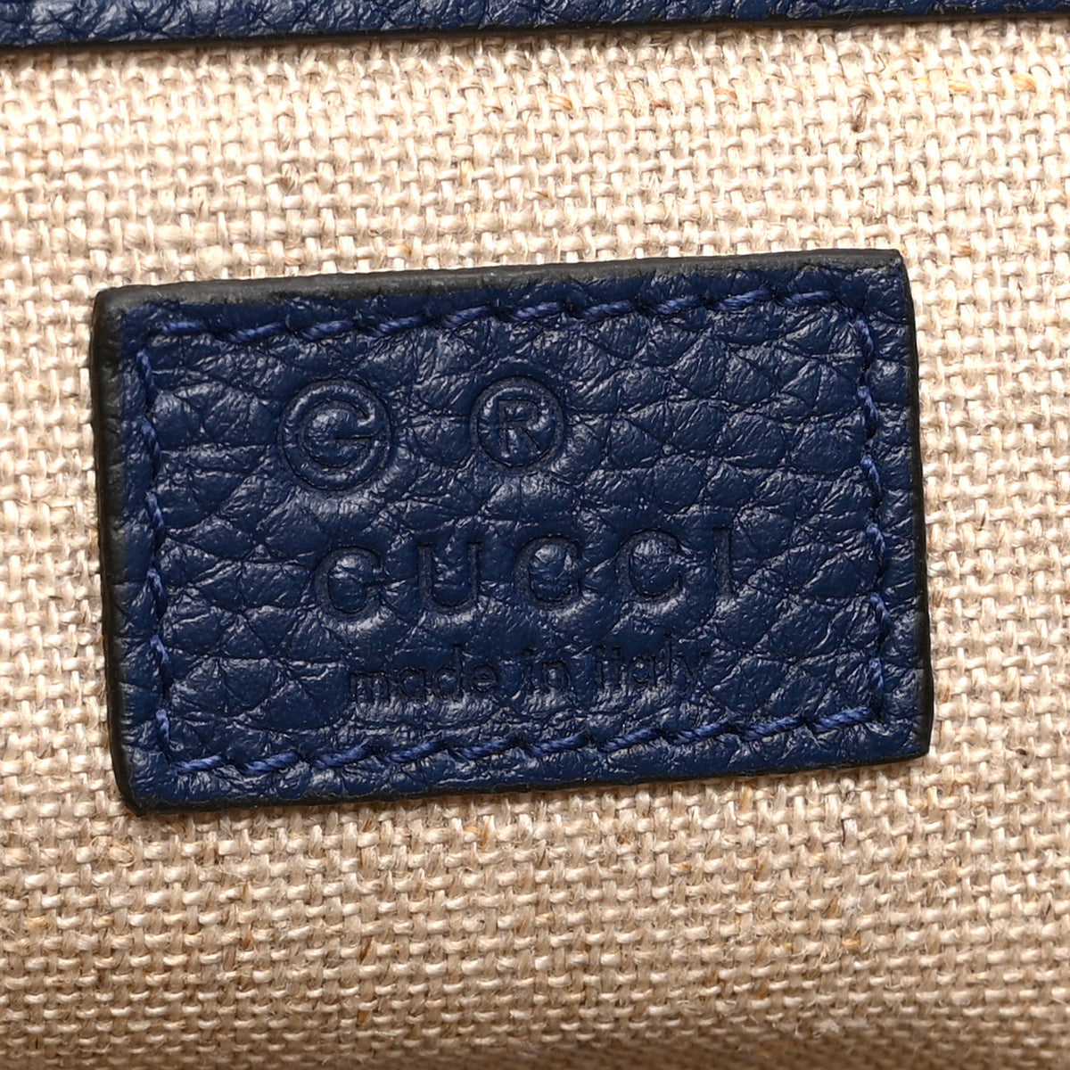 Piuma Calfskin Jumbo GG Embossed Double Buckle Backpack Navy
