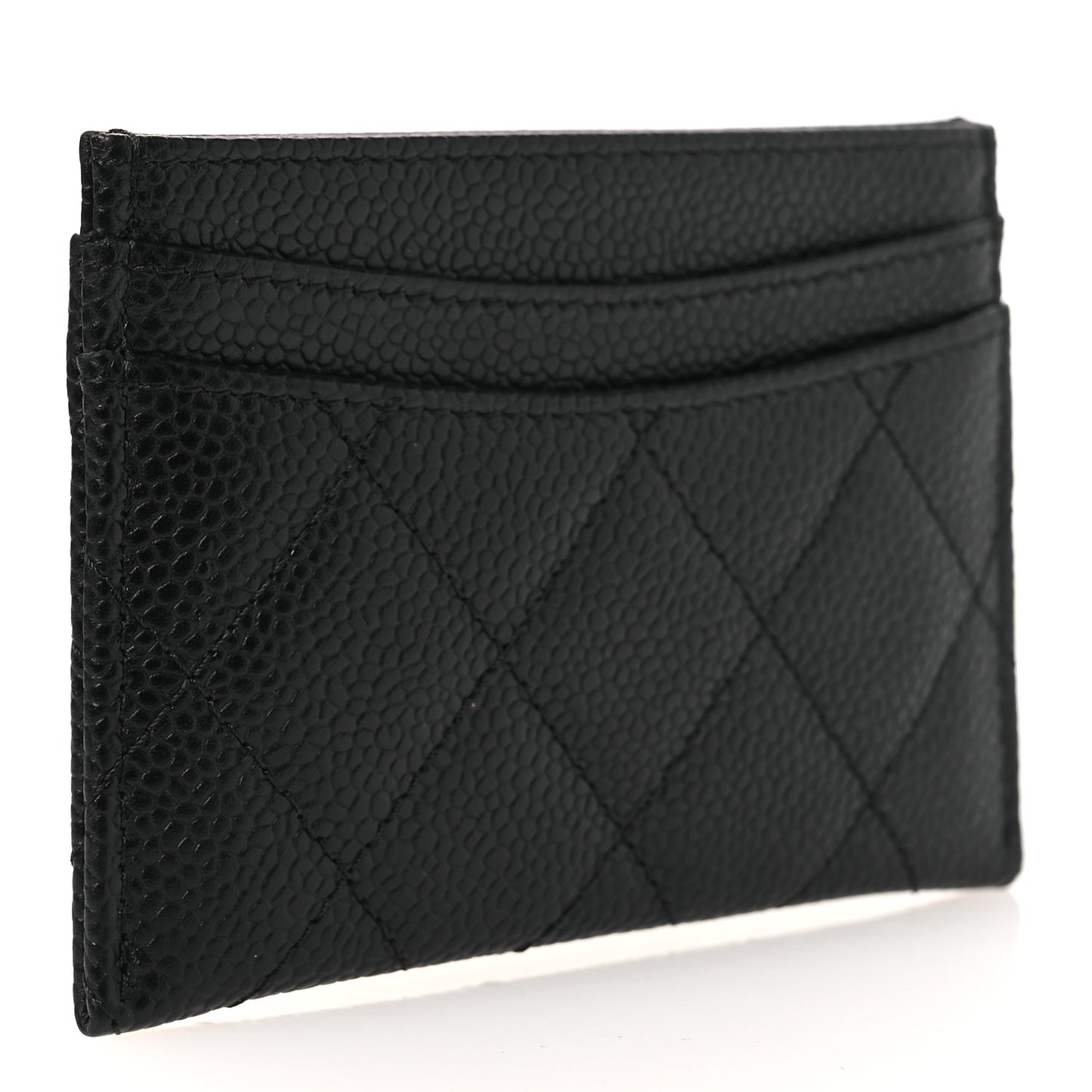 Caviar Quilted Card Holder Black