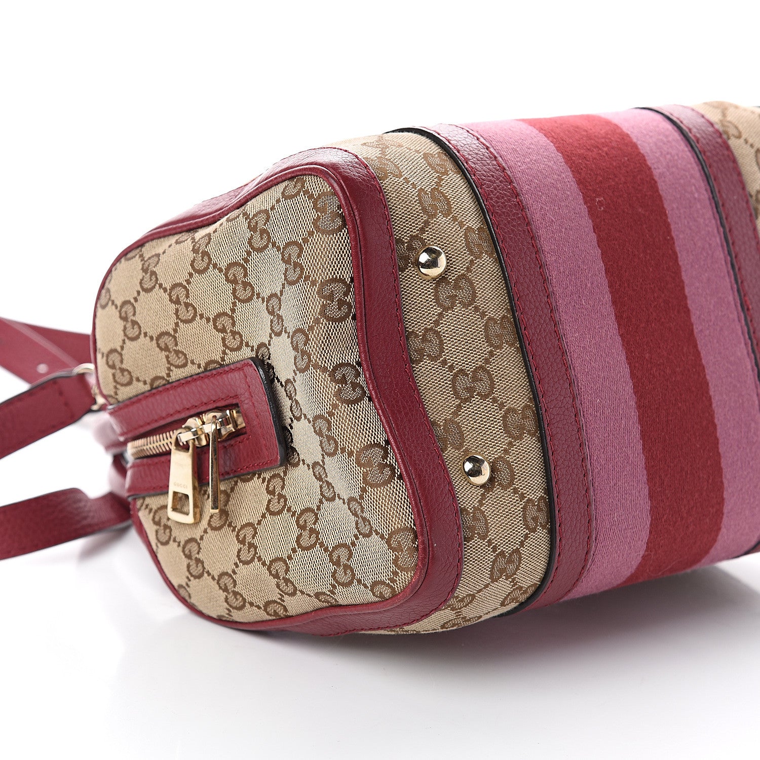 Gucci Monogram Cellarius Calfskin Vintage Web Small Boston Beige Ebony Soft Burgundy Peonia Flower Box Pink 7 of 8