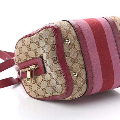 Gucci Monogram Cellarius Calfskin Vintage Web Small Boston Beige Ebony Soft Burgundy Peonia Flower Box Pink 7 of 8