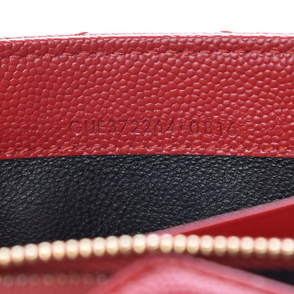 Saint Laurent Grain De Poudre Matelasse Chevron Monogram Flap Wallet Red 8 of 12