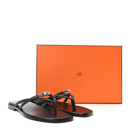 Hermes Calfskin Miss Sandals 37 Black 17 of 17