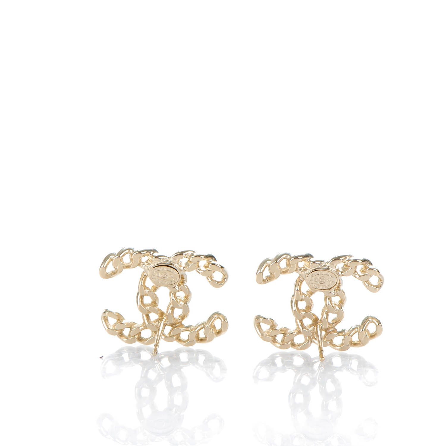 Chanel Metal Chain Link CC Earrings Gold 3 of 5