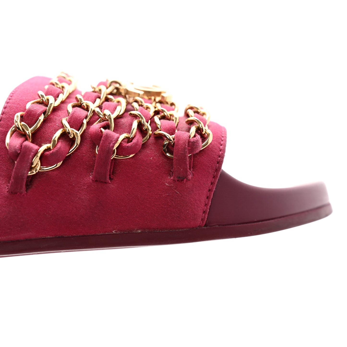 Satin Chain Flat Sandals 36 Dark Fuchsia