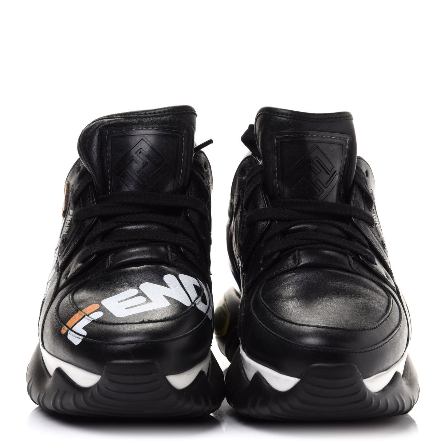 X FILA Vitello Mania Painted Womens Chunky Sneakers 36 Black Zucca Ice White