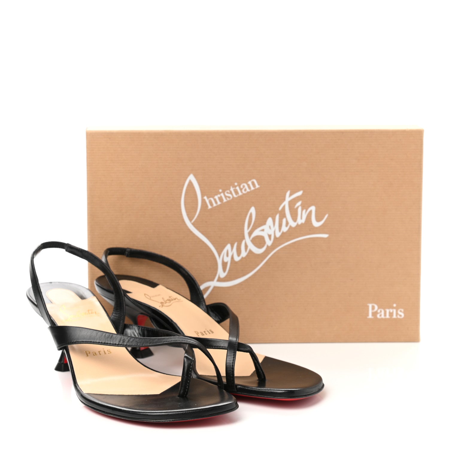Christian Louboutin Kid Taralita 55 Thong Sandals 38.5 Black 9 of 9