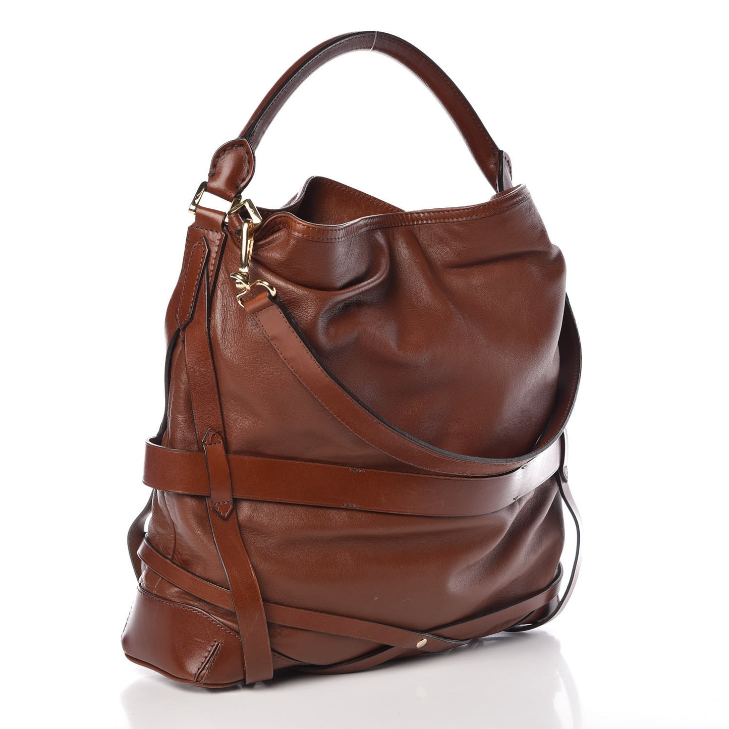 Soft Lambskin Bridle Calfskin Medium Gosford Hobo Dark Tan