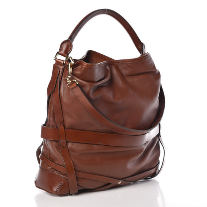 Burberry Soft Lambskin Bridle Calfskin Medium Gosford Hobo Dark Tan 4 of 10