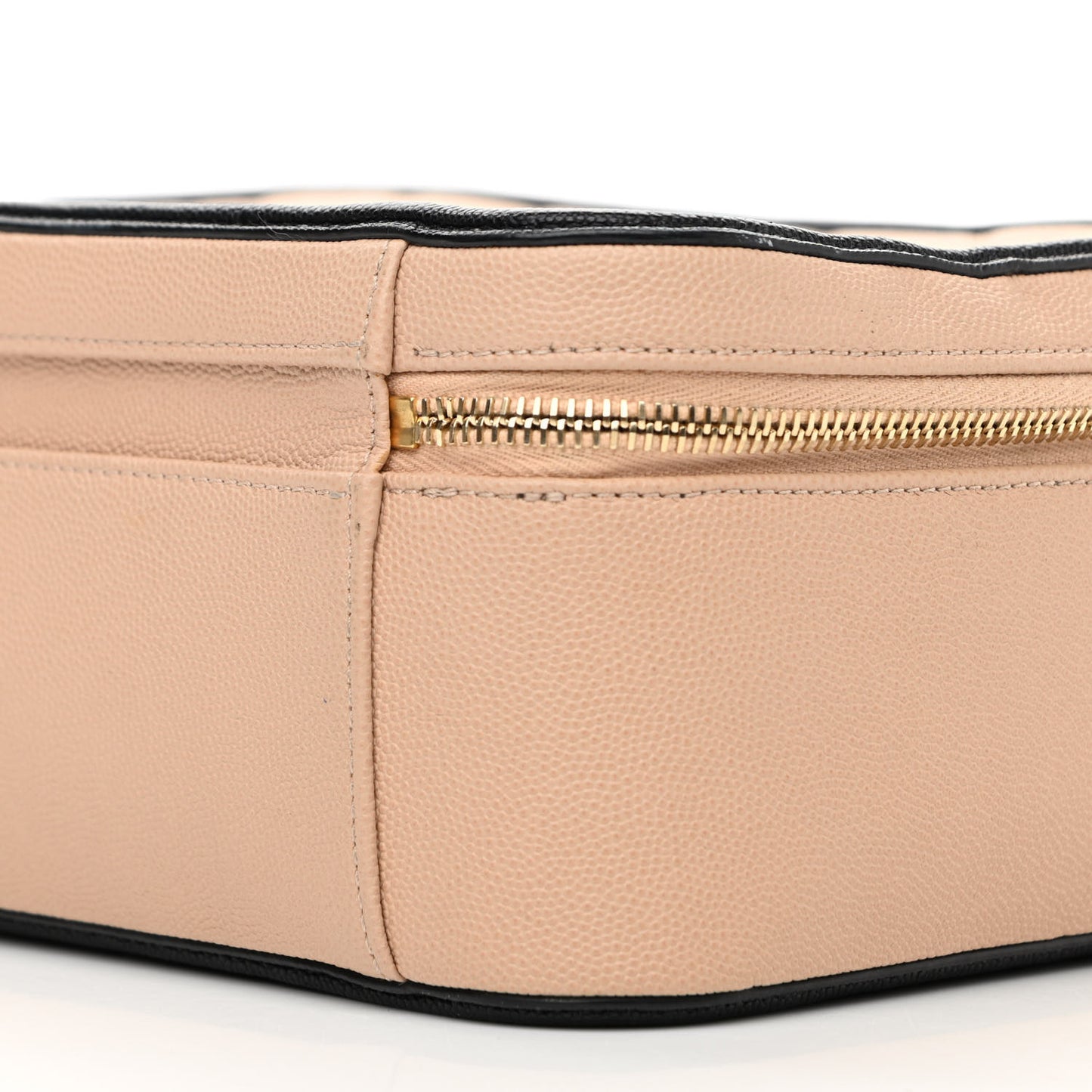 Caviar Quilted Large CC Filigree Vanity Case Beige Black