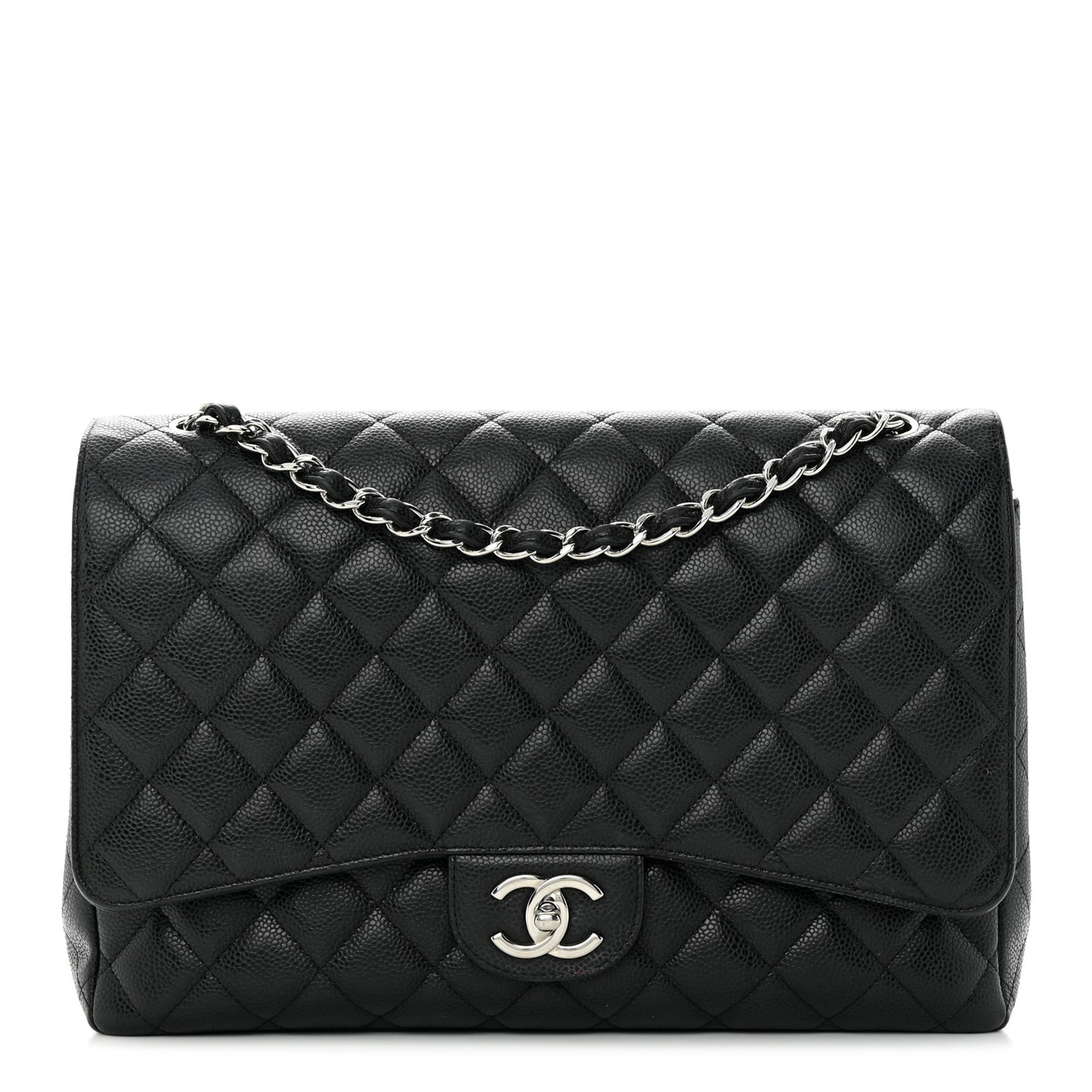 Caviar Quilted Maxi Double Flap Black