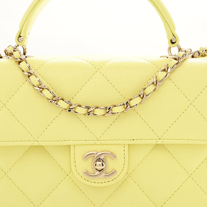 Chanel Caviar Quilted Retro Mini Twist Top Handle Clutch Flap Light Yellow 8 of 11