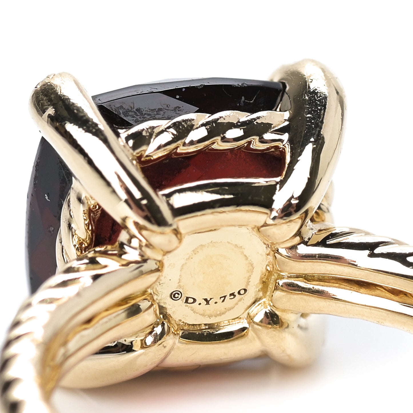 18K Yellow Gold Diamond Garnet 11mm Chatelaine Ring 52 6