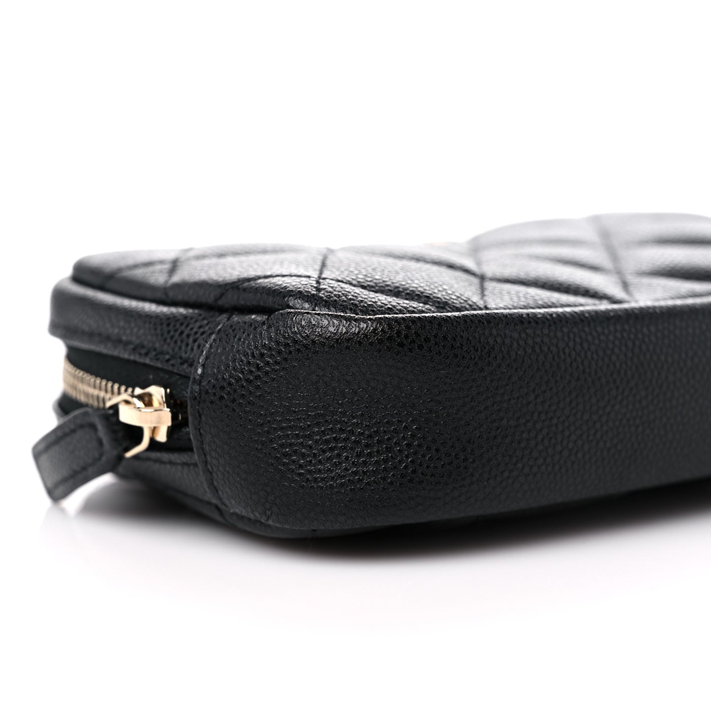 Caviar Quilted Small Curvy Pouch Cosmetic Case Black