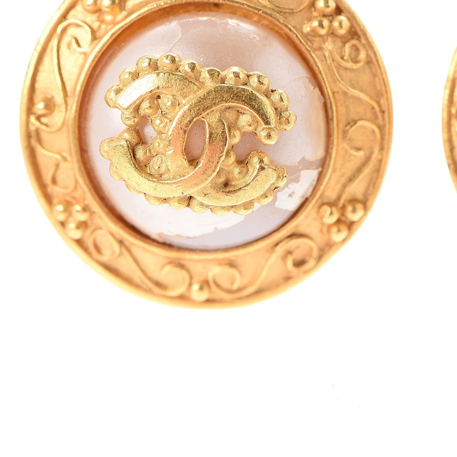 Chanel Pearl CC Round Earrings Gold 7 of 8