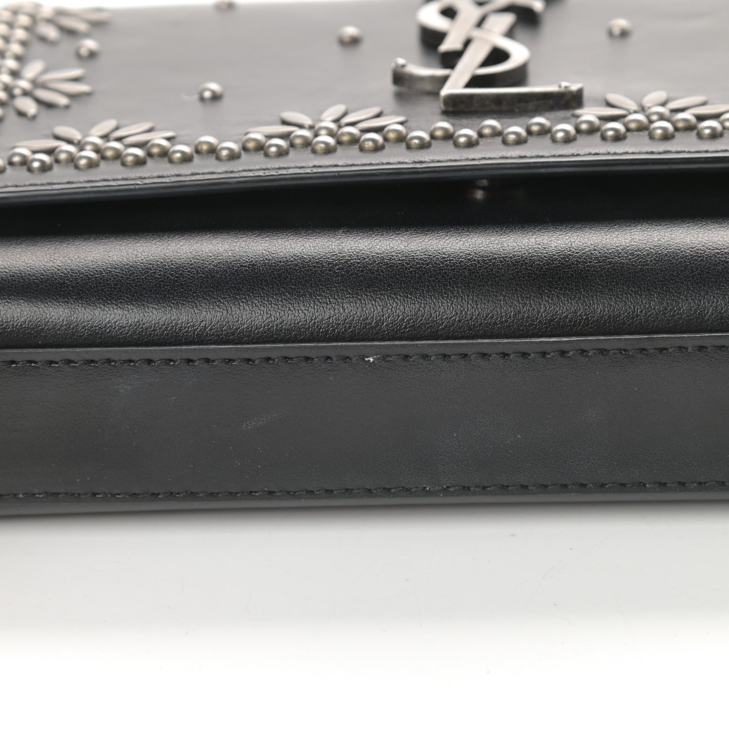 Saint Laurent Calfskin Studded Kate Satchel Black 12 of 15